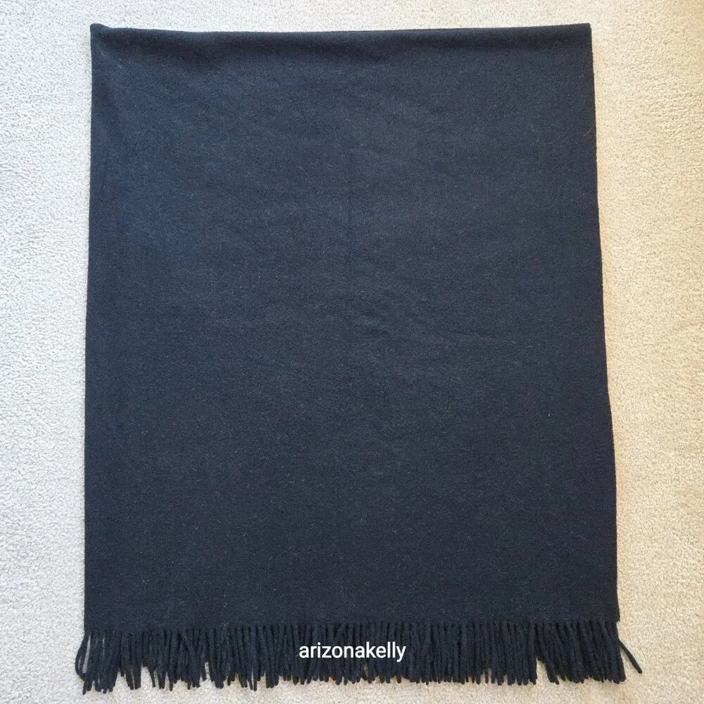 Oversized THICK Wool Wrap Flawless Black Fringe Men's Tall Plus - Picture 11 of 15
